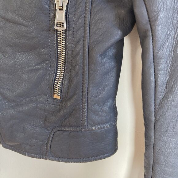 BALENCIAGA Woman's Leather Moto Bike Jacket in Gray, size FR34/XS/US 2 - Picture 6 of 16